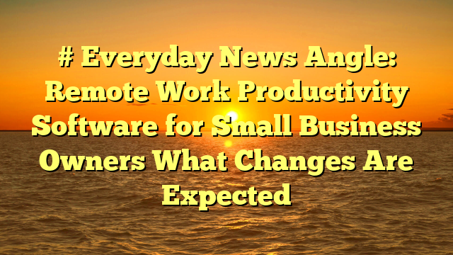 # Everyday News Angle: Remote Work Productivity Software for Small Business Owners What Changes Are Expected